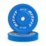RitFit Color Bumper Plates Olympic 2-Inch Rubber Exercise & Fitness RitFit 45LB Pair 