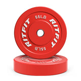 RitFit Color Bumper Plates Olympic 2-Inch Rubber Exercise & Fitness RitFit 55LB Pair 