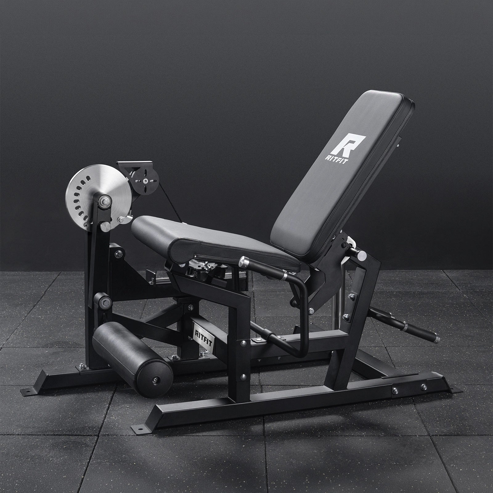 RitFit Mustang PRO leg extension and curl machine for strength training, featuring adjustable pads and sturdy frame.