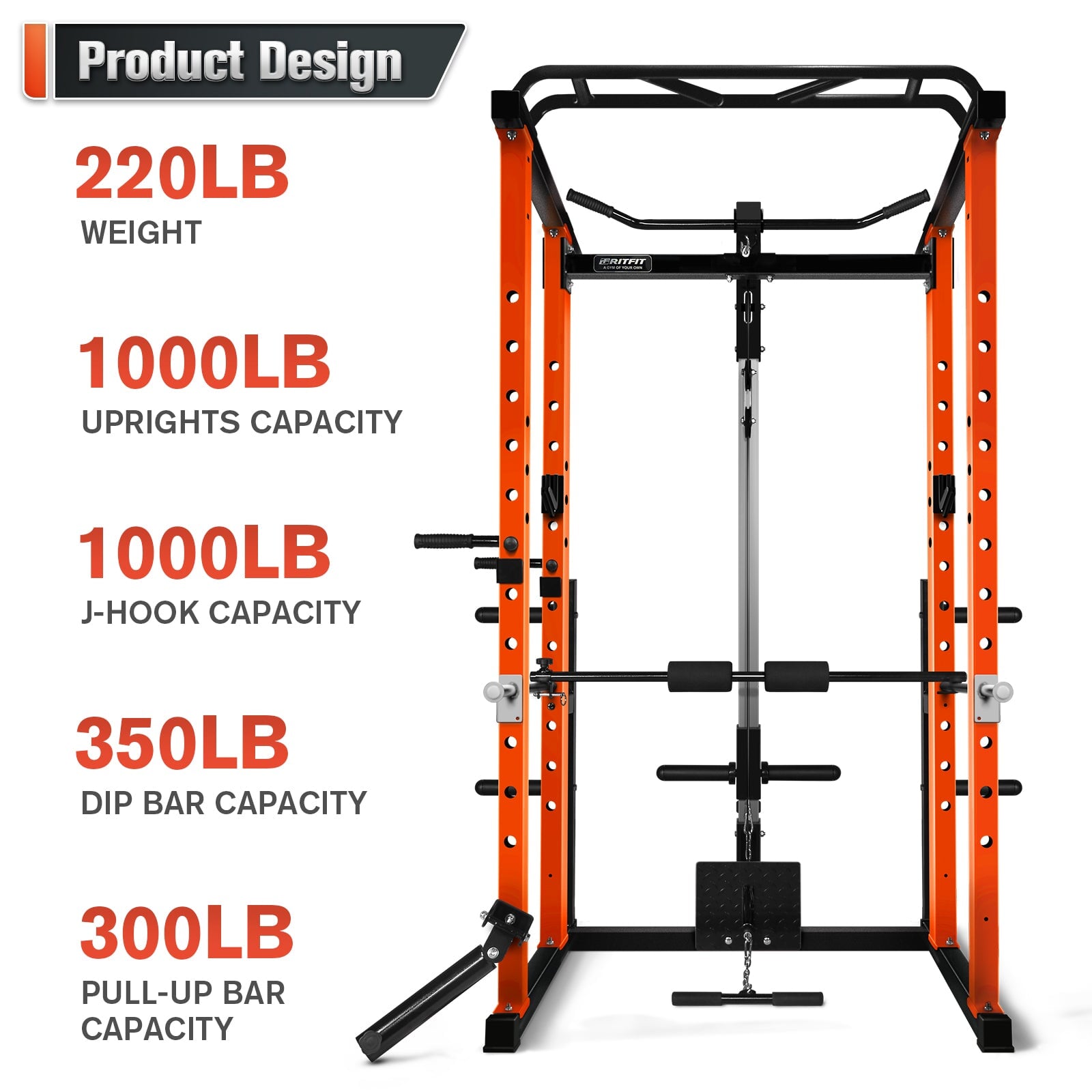 PPC05 Power Cage with Lat Pulldown, Smith Machine Attachment - RitFit