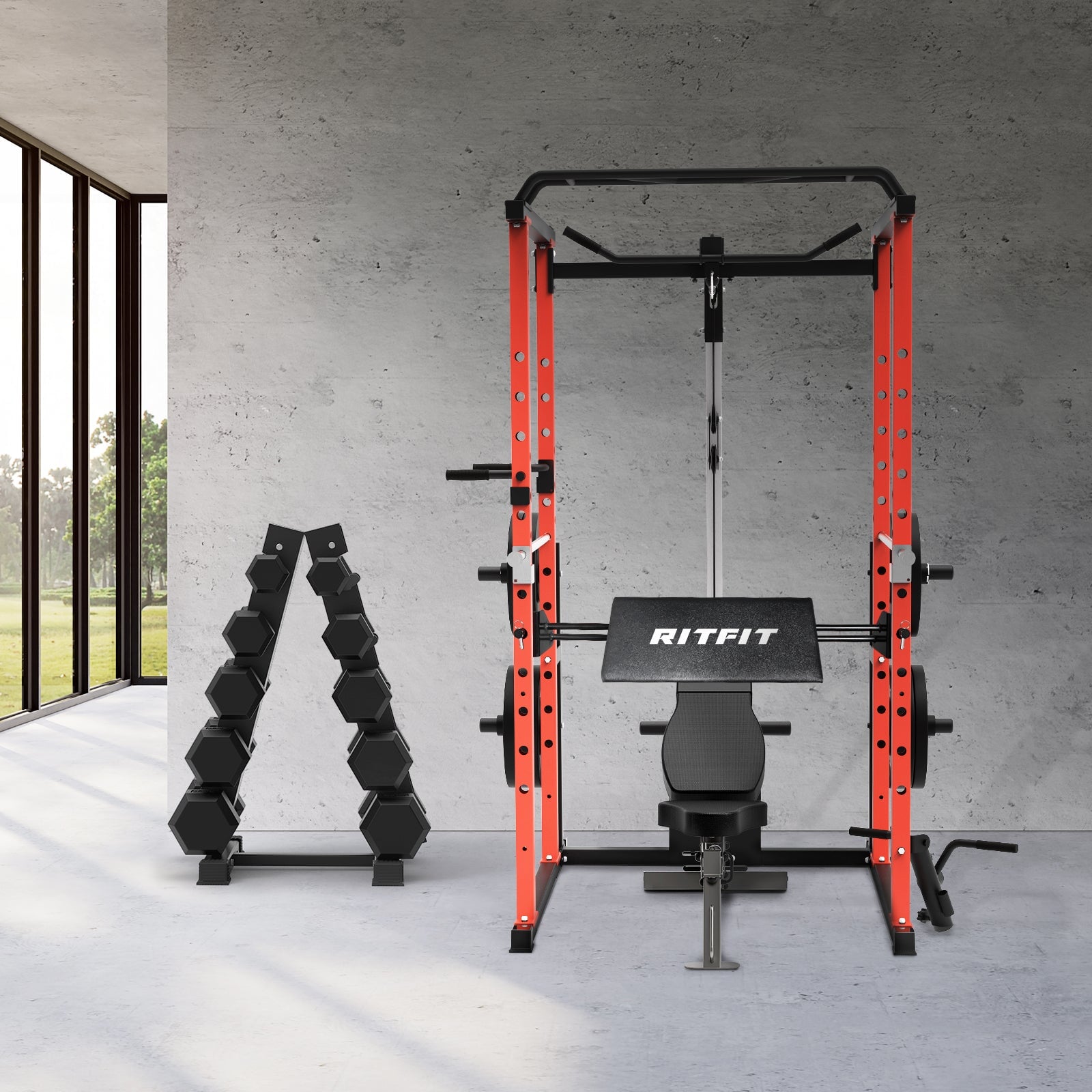 2-in-1 Hip Thrust and Bicep Curl Attachment (PAT01), RitFit Power Cage Attachments Attachments RitFit 