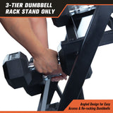 RitFit Small Adjustable 3-Tier Dumbbell Weight Rack for Home Gym