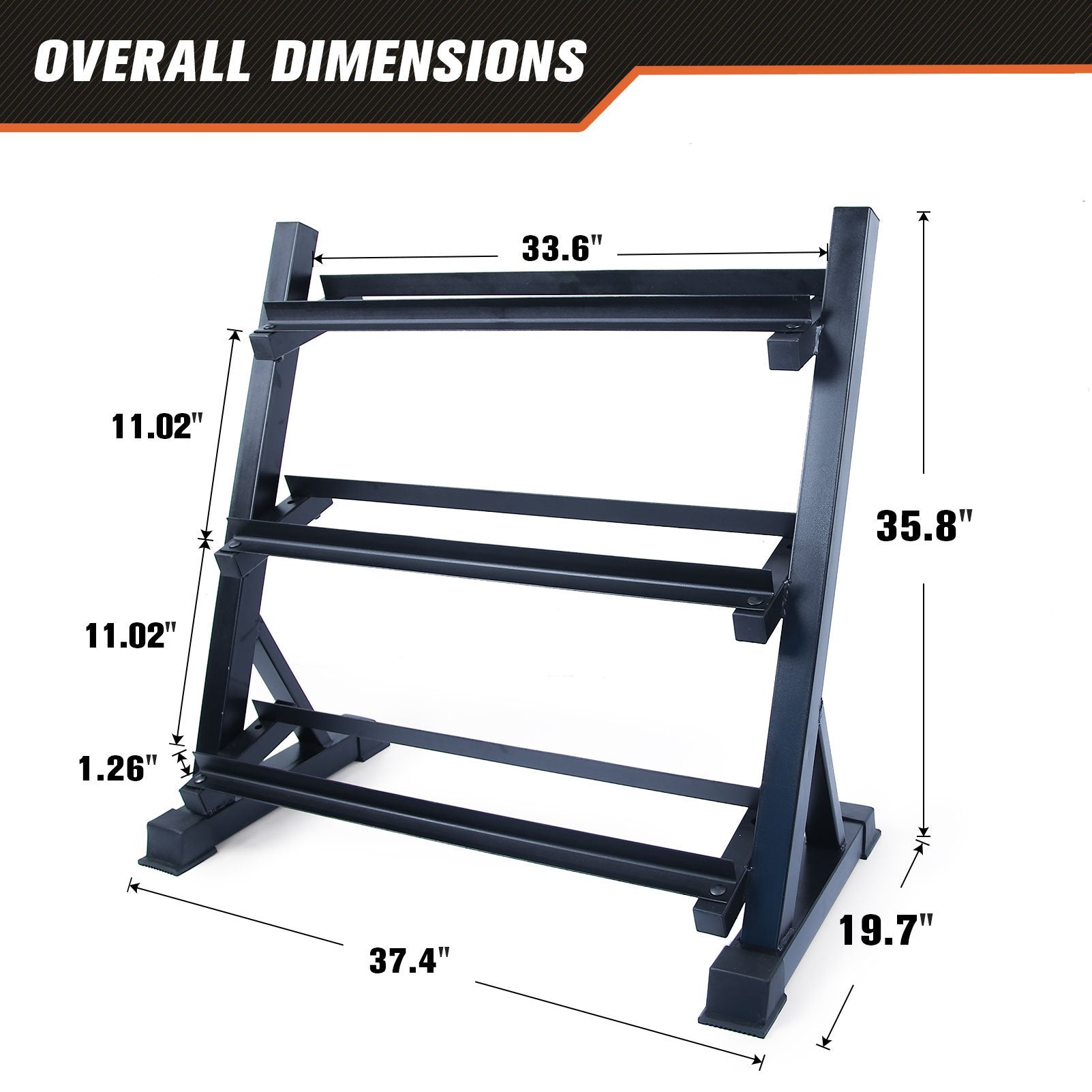 High Weight Rack RitFit 3-Tier Small Dumbbell Weight Rack for Home Gym