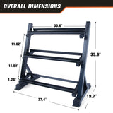 RitFit Small Adjustable 3-Tier Dumbbell Weight Rack for Home Gym Dimensions