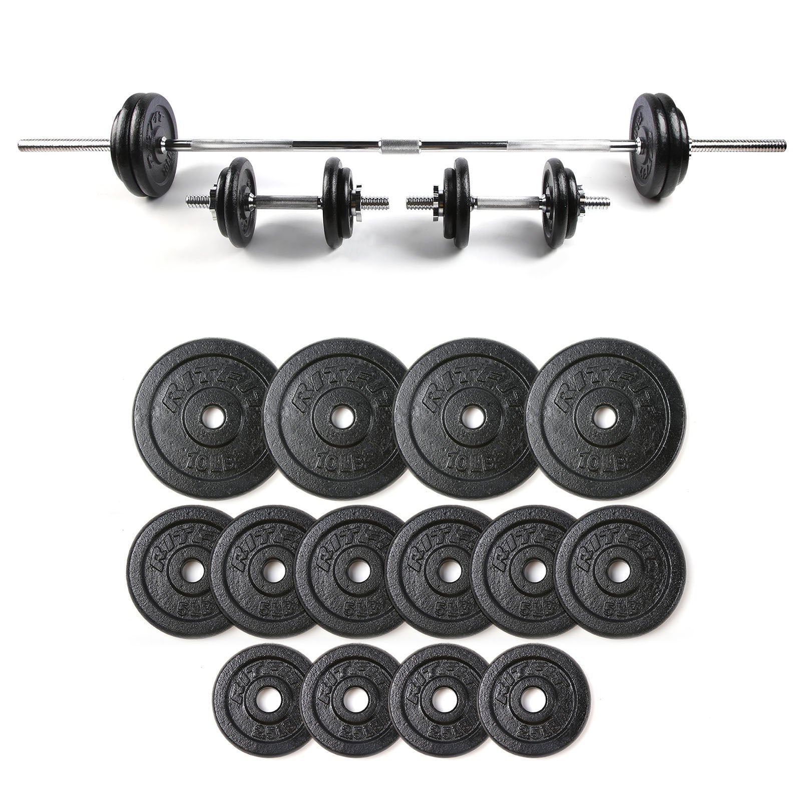 RitFit Cast Iron Adjustable Dumbbells 100 LBS Set with Connector