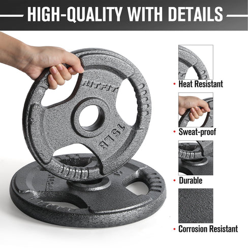 RitFit 2.5LB-55LB Cast Iron Weight Plates Set 2-Inch Olympic Grip Plates for Sale