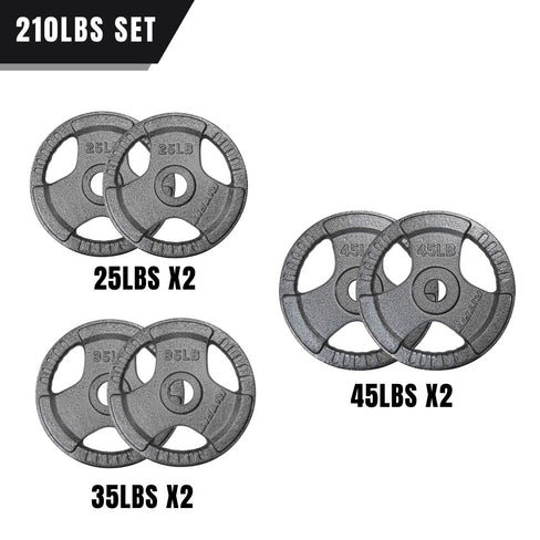 RitFit 2.5LB-55LB Cast Iron Weight Plates Set 2-Inch Olympic Grip Plates for Sale  210LB Set