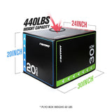RitFit 3 in 1 Plyo Box Soft Foam Box Jump Platform, 30'' X 24'' X 20'' 