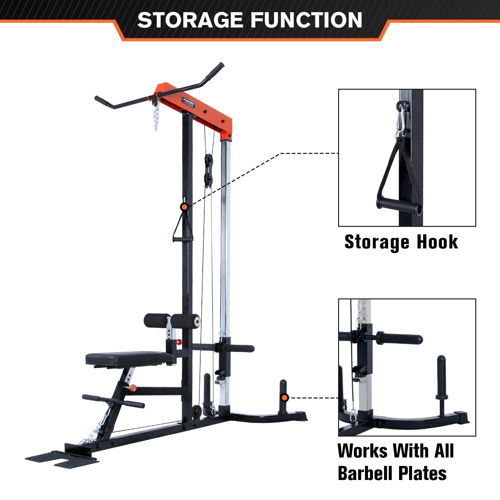 RitFit CM-400 1.0 Cable Lat Pulldown Machine / Low Row Machine Orange Exercise & Fitness RitFit 