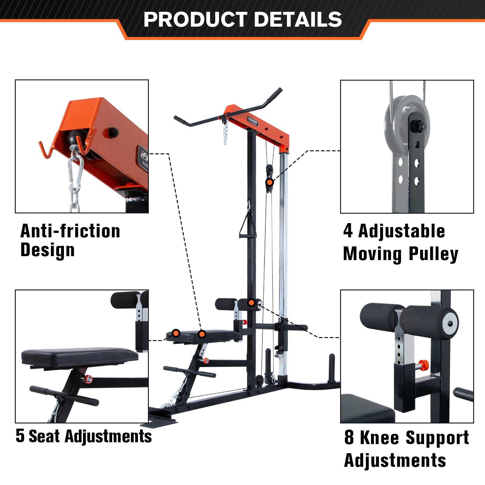 RitFit CM-400 1.0 Cable Lat Pulldown Machine / Low Row Machine Orange Exercise & Fitness RitFit 