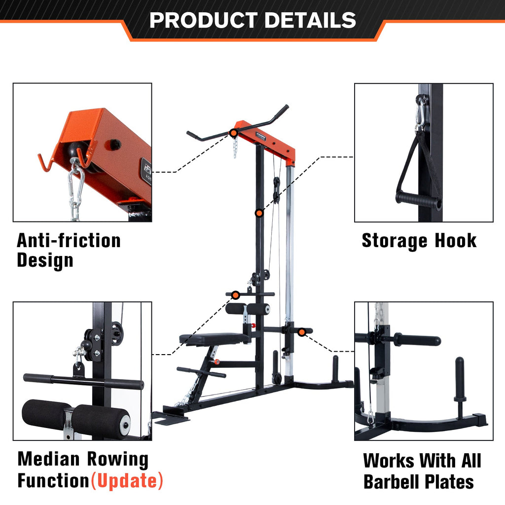 Home Gym Cable Machine with Lat Pulldown / Mid Row / Low Row