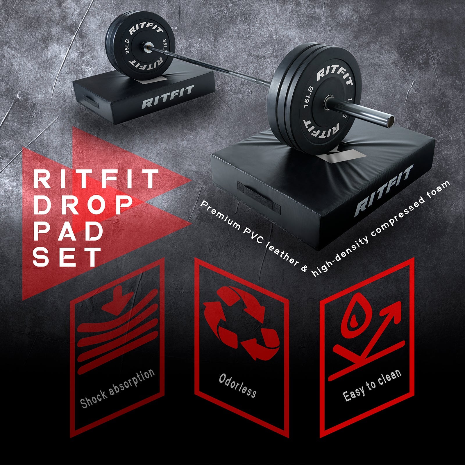 RitFit Deadlift Drop Pad (Pairs) Accessories RitFit 