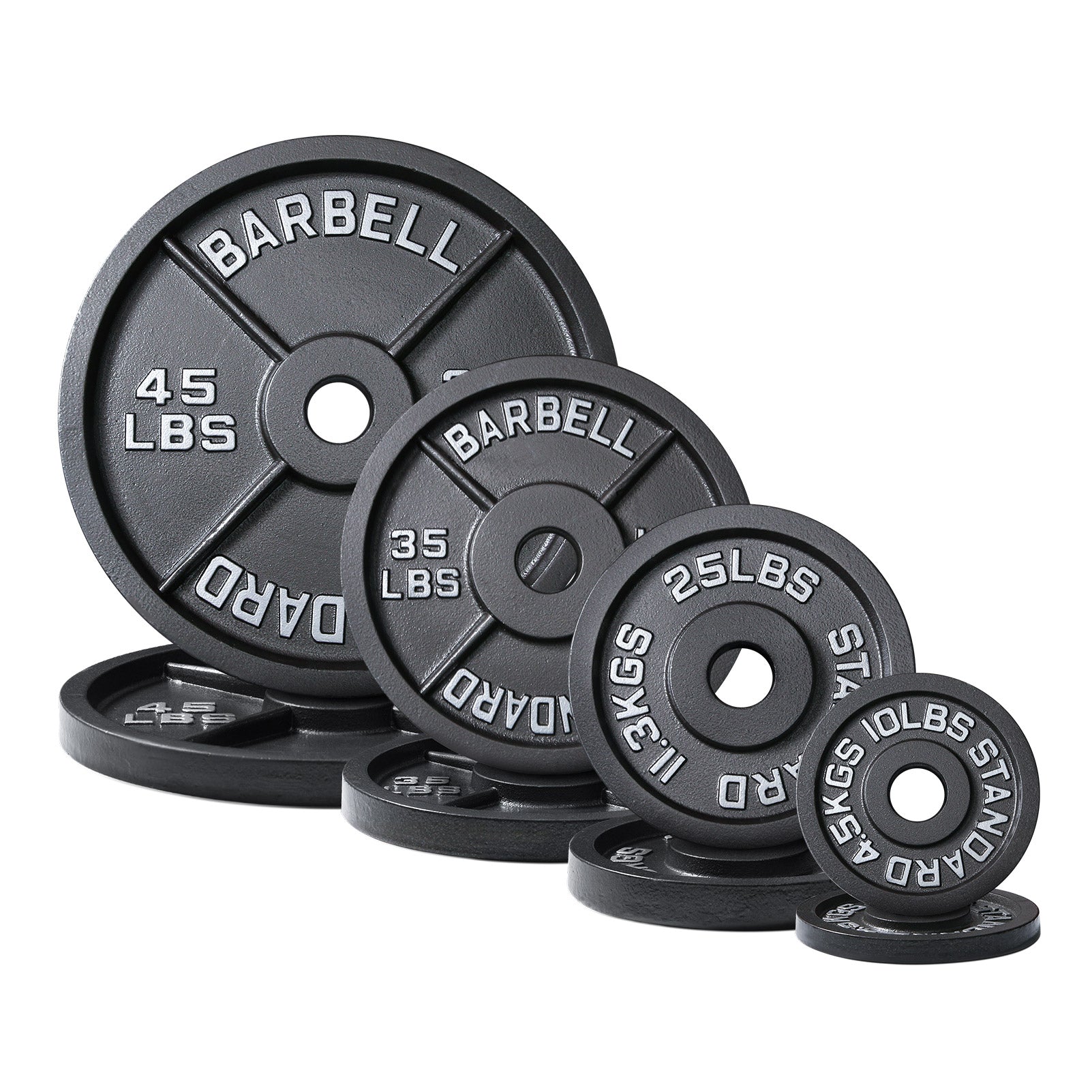 RitFit Old School Single-sided Black Iron Weight Plates, 2'' Olympic Plates Bars&Plates RitFit 230LB Set 