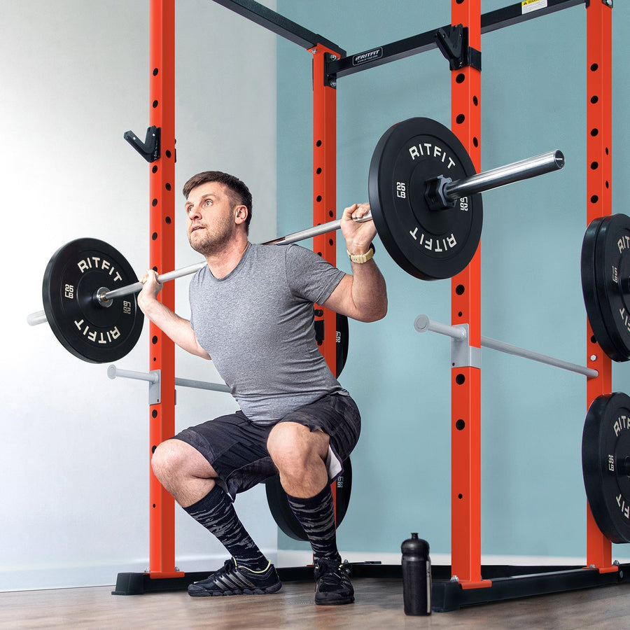 RitFit Power Squat Rack Power Cage, Lat Pull Down Machine