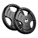 RitFit Rubber Coated Grip Plates, 2'' Olympic Weight Plates Bars&Plates RitFit 45LB Pair 