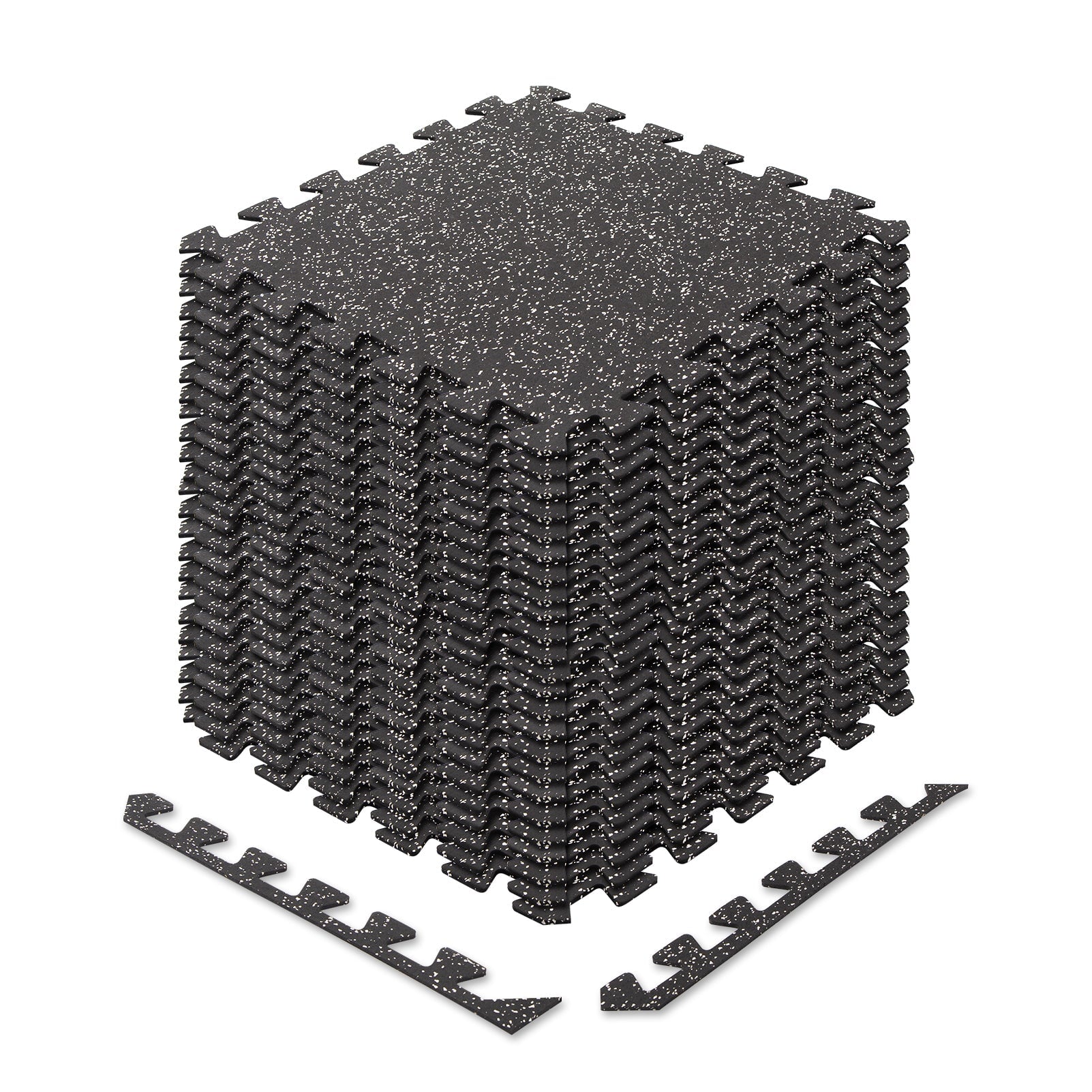 RitFit Rubber Flooring Gym Mats Interlocking Tiles 0.25'' Thickness Accessories RitFit Black/White 96 SQFT/24 PCS 