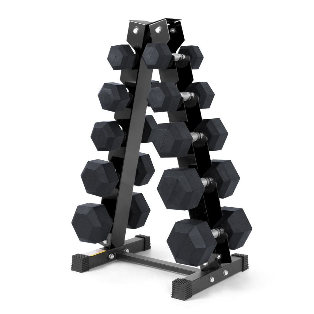 RitFit Hex Dumbbells Set with Rack AFrame Dumbbell Rack
