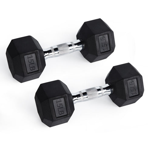RitFit Rubber Hex Dumbbells Weight RitFit 15 lbs (pair) 