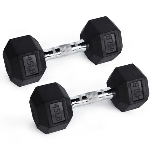 RitFit Rubber Hex Dumbbells Weight RitFit 45 lbs (pair) 