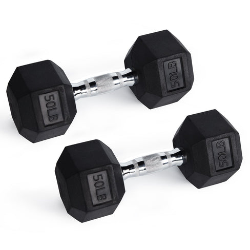 RitFit Rubber Hex Dumbbells Weight RitFit 50 lbs (pair) 