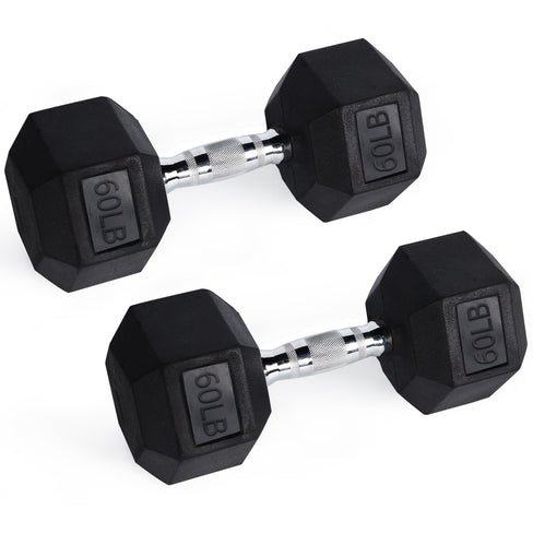 RitFit Rubber Hex Dumbbells Weight RitFit 60 lbs (pair) 