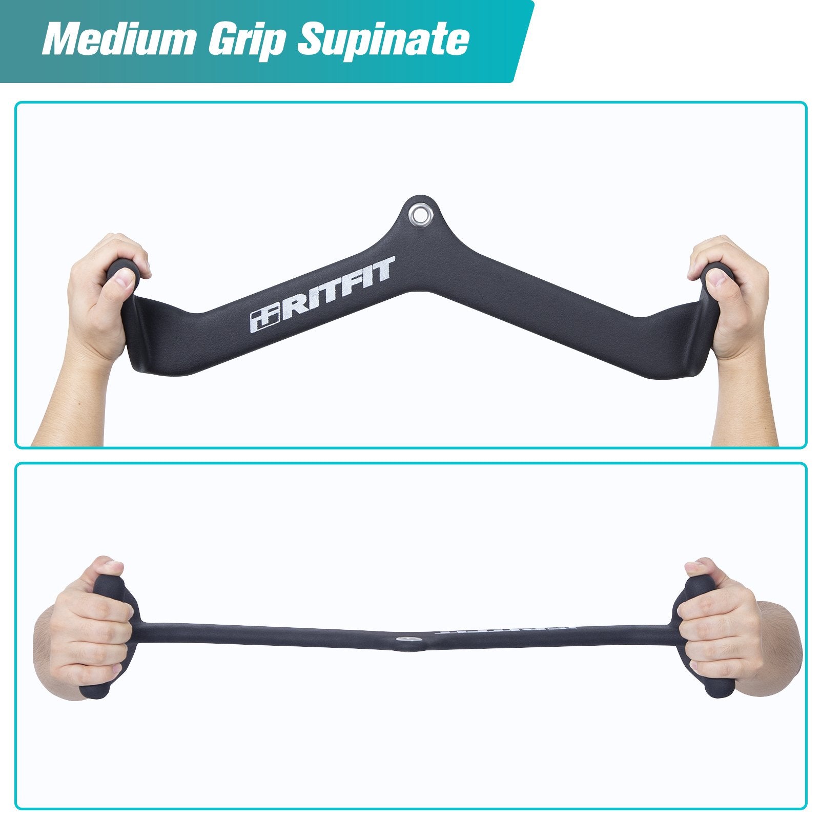 RitFit Cable Machine Attachments Multi Grip Lat Pulldown Bar Medium Grip Supinate