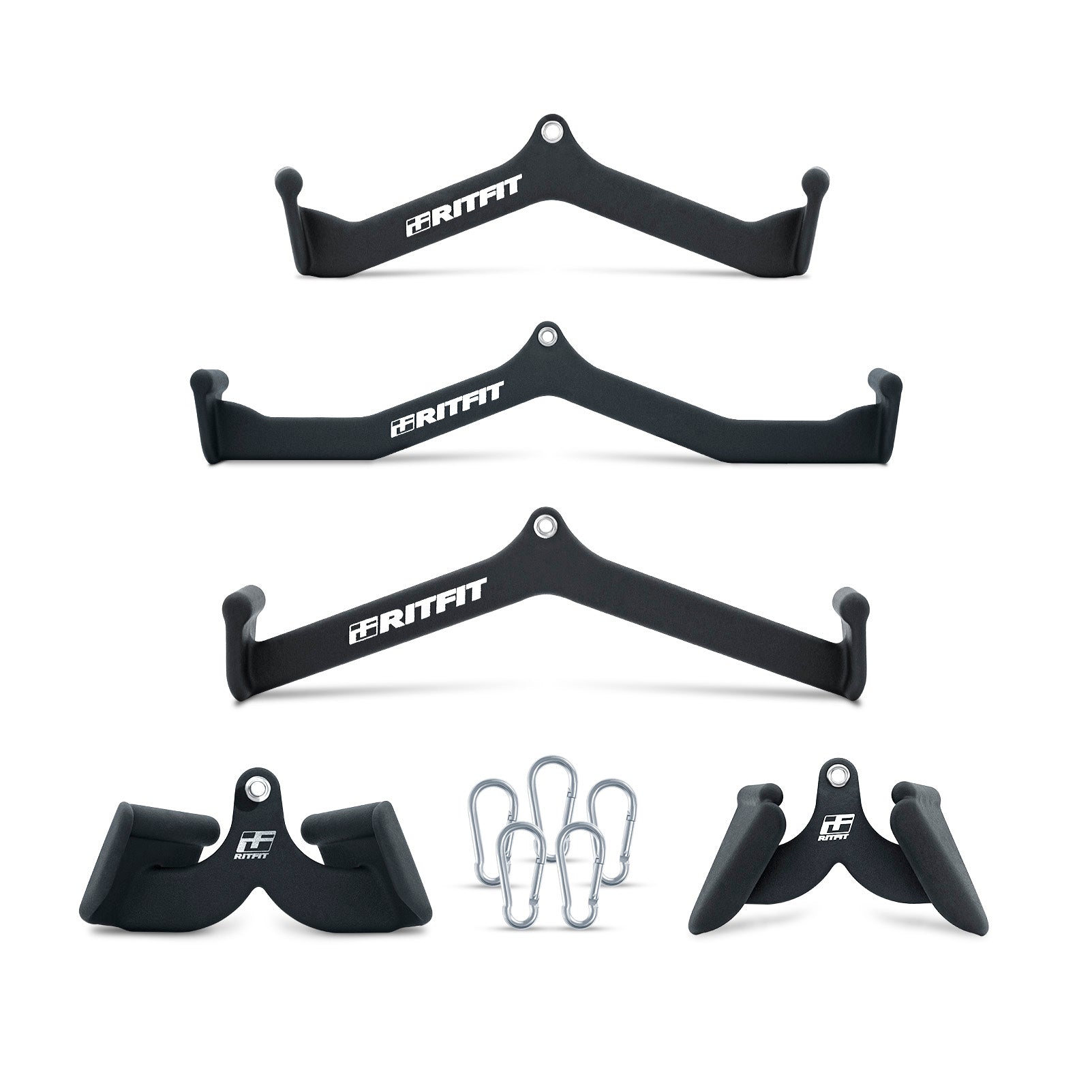 RitFit Cable Machine Attachments Multi Grip Lat Pulldown Bar 5 PCS COMBO 