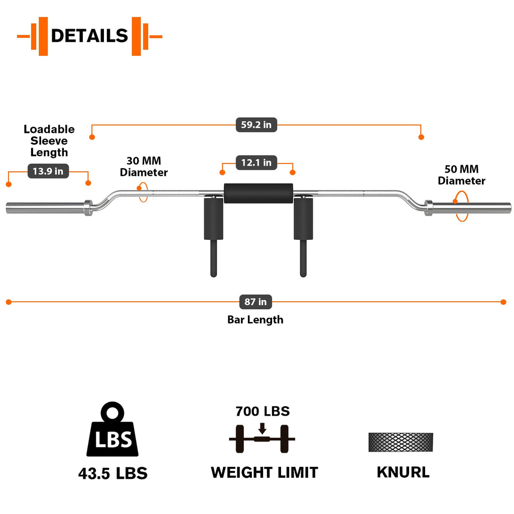 RitFit Safety Squat Bar Yoke Bar with Shoulder and Arm Pads