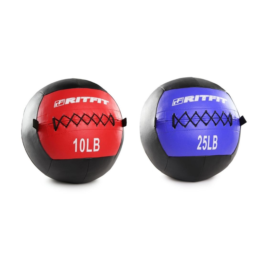 RitFit Soft Leather Medicine Wall Ball, Single and Bundle Offers Weight RitFit 10, 25LBS SET 