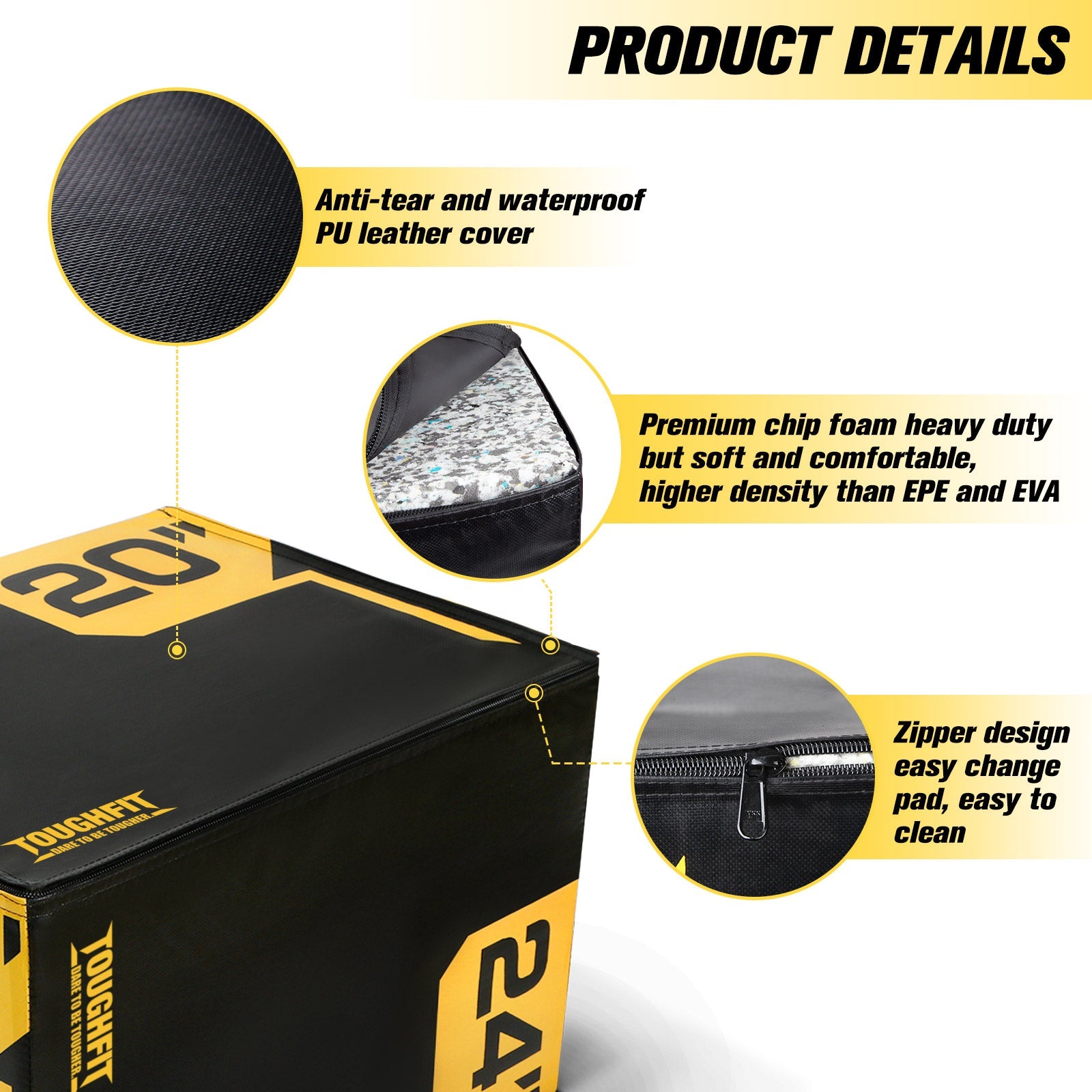 ToughFit 3 in 1 Soft Foam Plyo Box Jump Box-30”x24”x20”