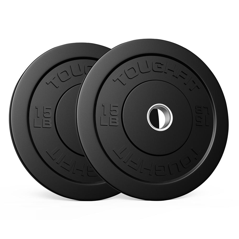 ToughFit Black Olympic Weight Plates Bumper Plates Set RitFit 15LBS Pair 