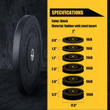 ToughFit Black Olympic Weight Plates Bumper Plates Set Specifications